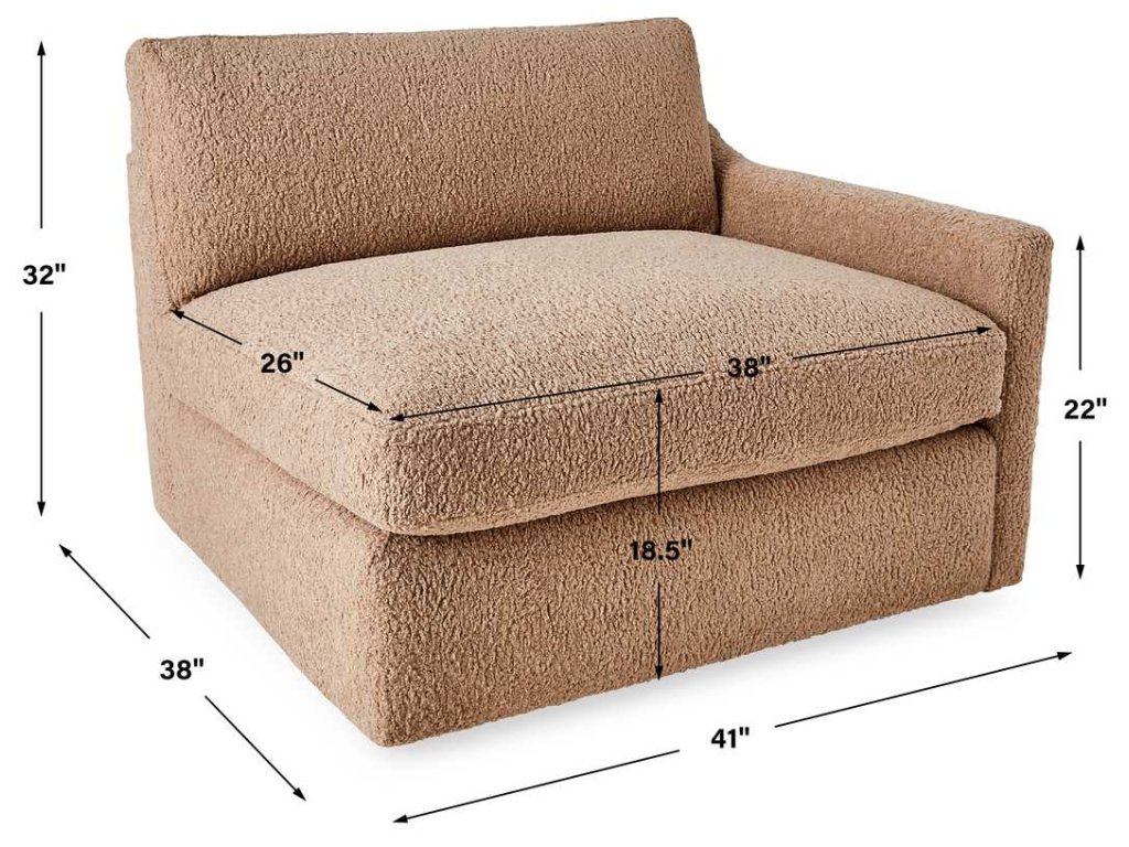 Slope Sofa, Right Arm Facing - Toast Faux Sheepskin - image 8