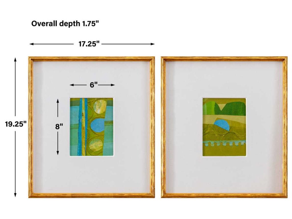 Petite Bijoux Framed Canvases - Lime, S/2 - image 7