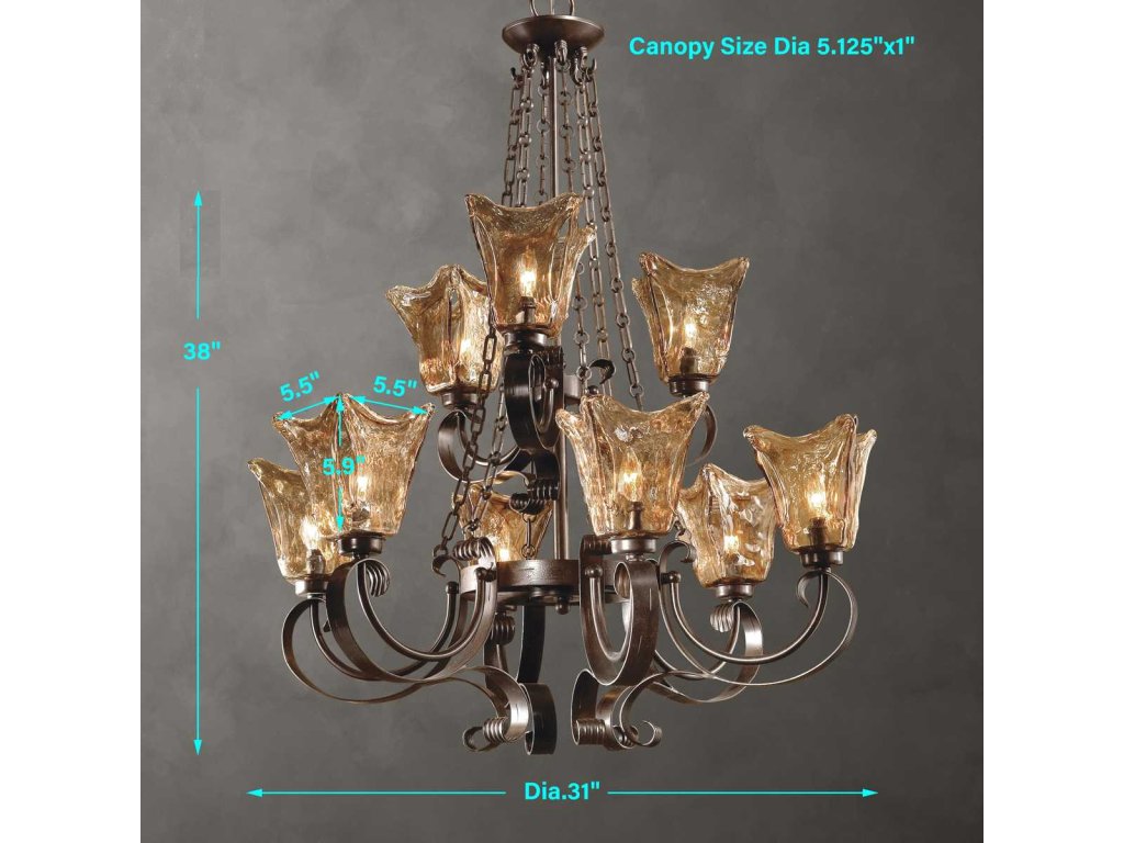 Vetraio, 9 Lt Chandelier - image 2
