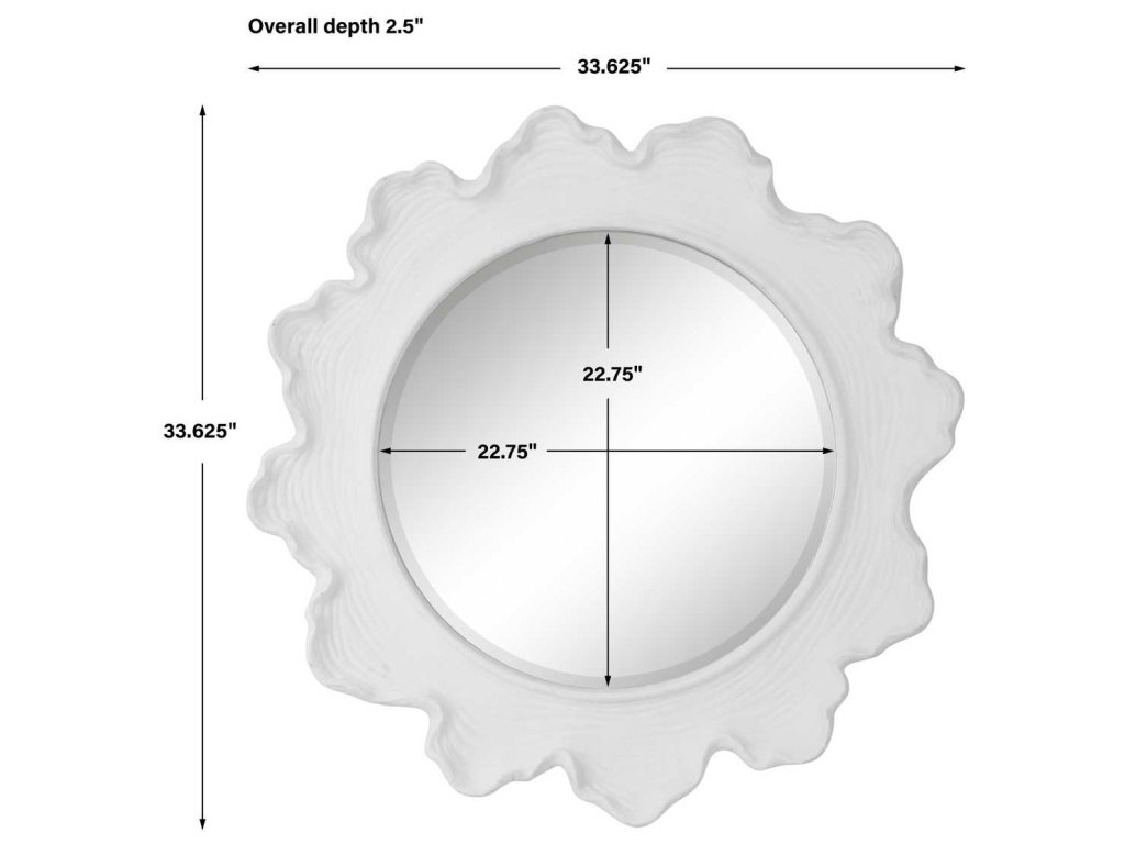Sea Coral Round Mirror, White - image 7