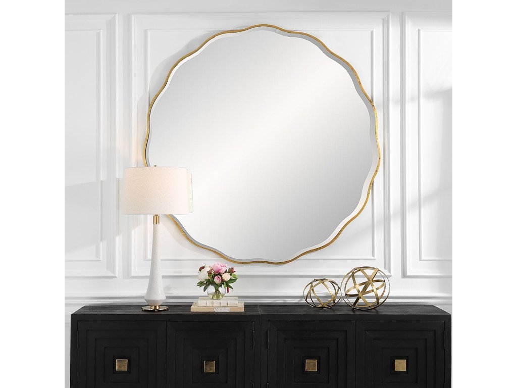 Aneta Large Round Mirror, Gold - image 4
