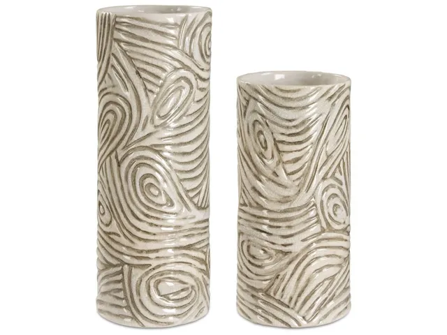 Timber Swirl Vases, S/2