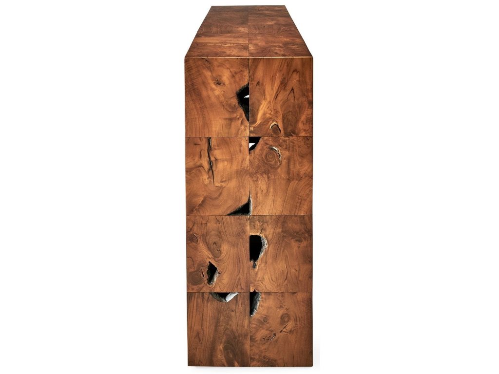 Teak Tac Toe Console Table - Caramel - image 3