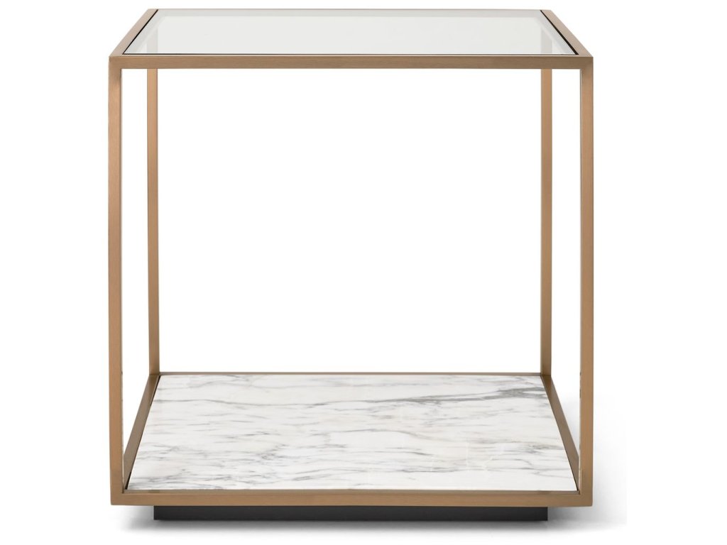 Floating Plane End Table - Marble/Brass - main image