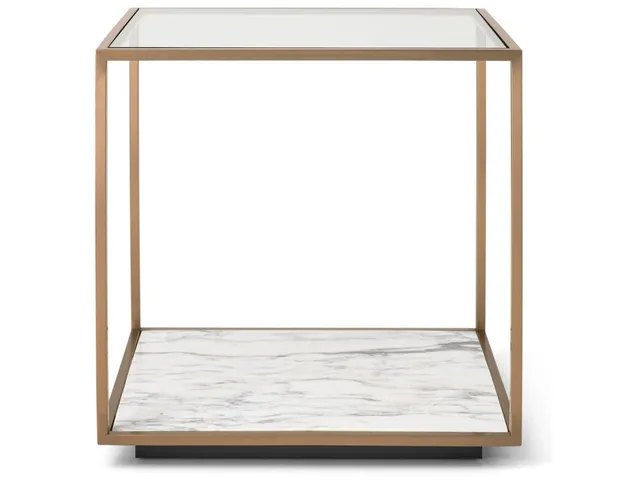 Floating Plane End Table - Marble/Brass