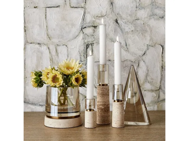 Optic Candleholders - Travertine, S/3 - Alternative View