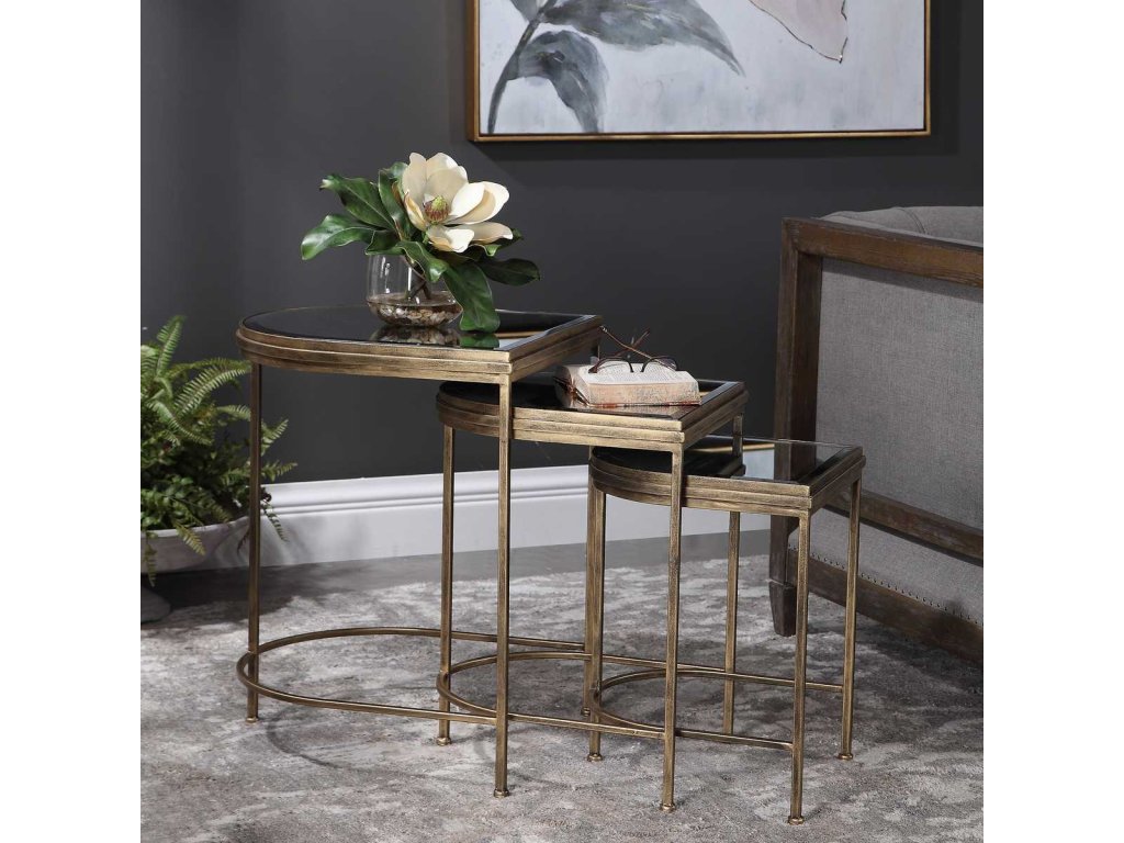 India Nesting Tables, Gold, S/3 - image 4