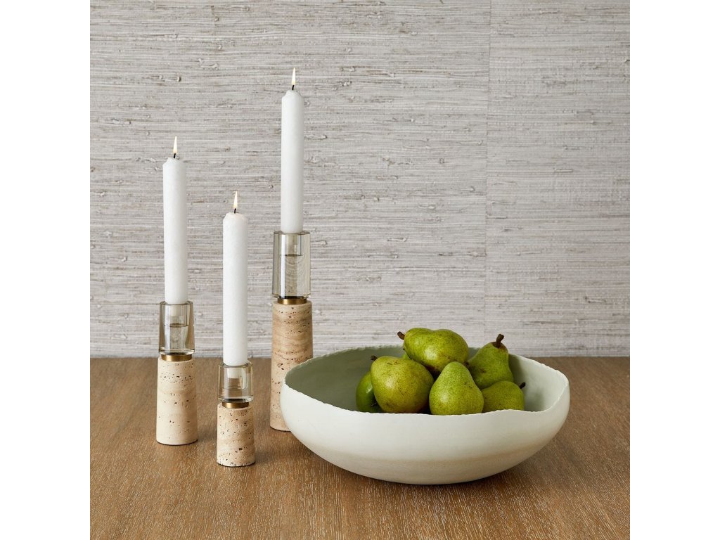 Optic Candleholders - Travertine, S/3 - image 3