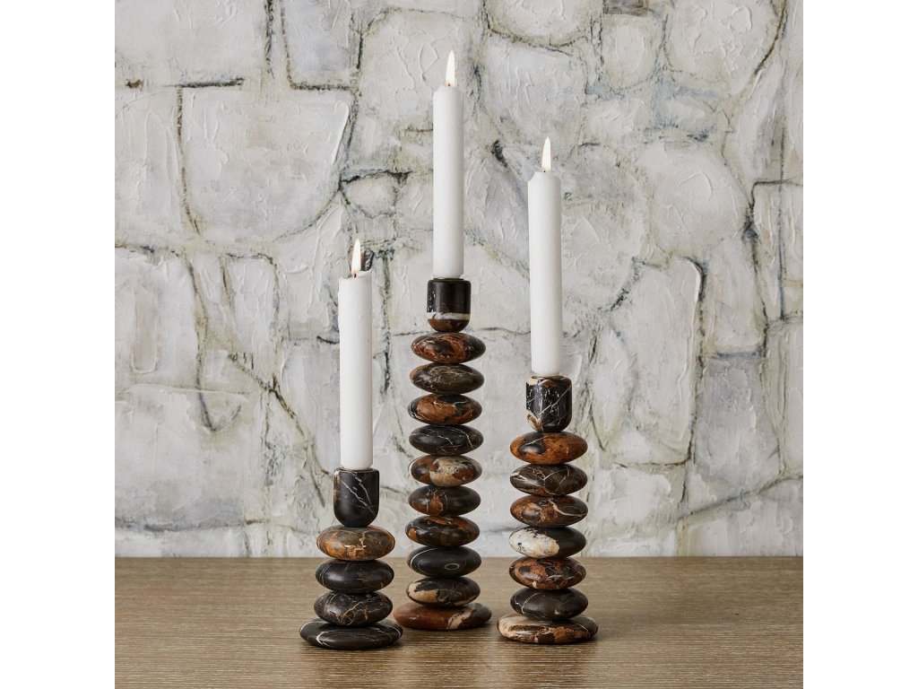 Washed Stones Candleholders, S/3 - image 2