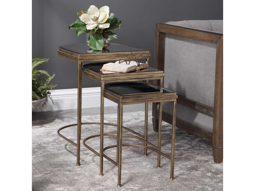 India Nesting Tables, Gold, S/3 - image 1