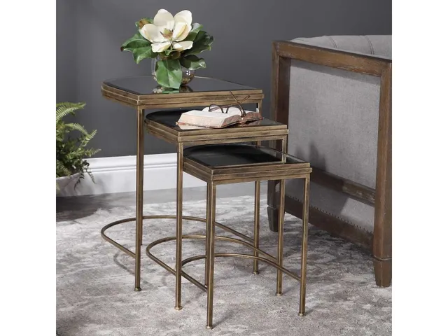 India Nesting Tables, Gold, S/3 - Alternative View