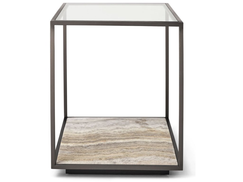 Floating Plane End Table - Travertine/Bronze - image 3