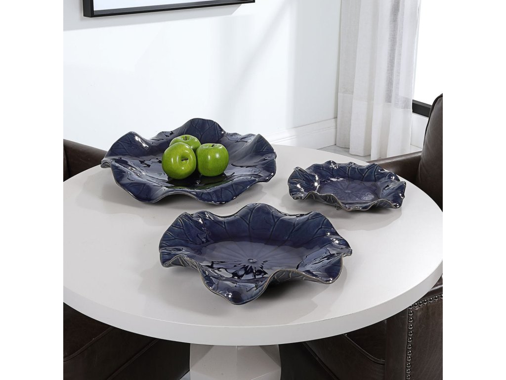 Abella Ceramic Outdoor Wall Decor, Cobalt, S/3 - image 4
