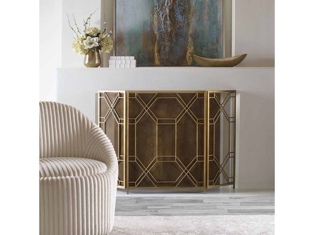 Rosen Fireplace Screen, Gold - image 1