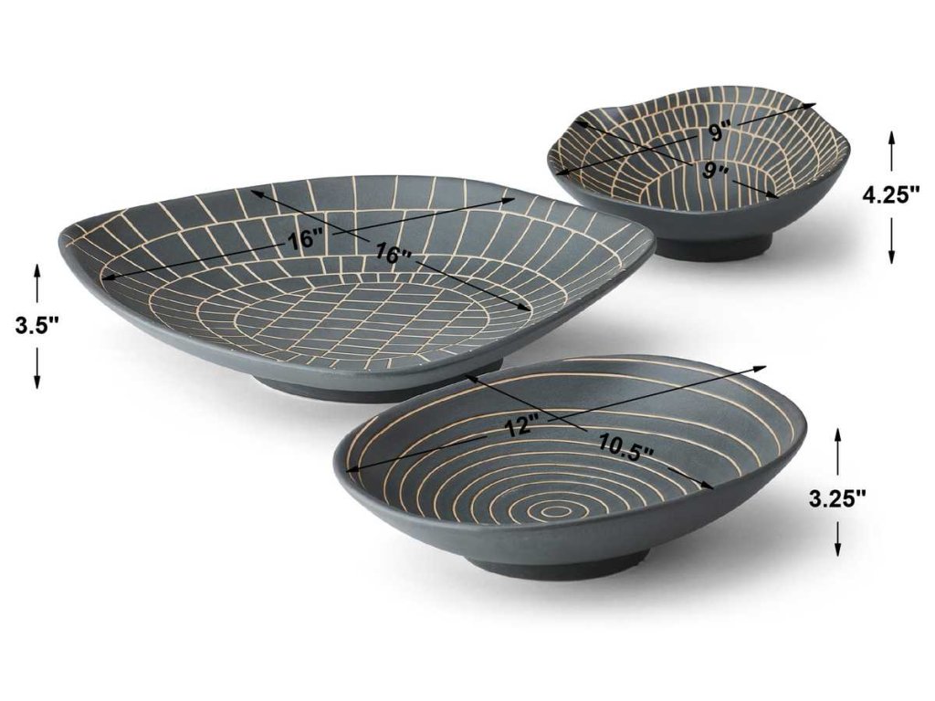 Hieroglyphics Bowls - Gray, S/3 - image 6