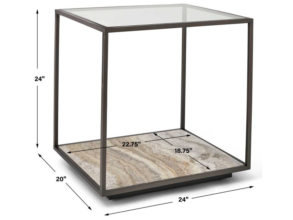 Floating Plane End Table - Travertine/Bronze - image 7