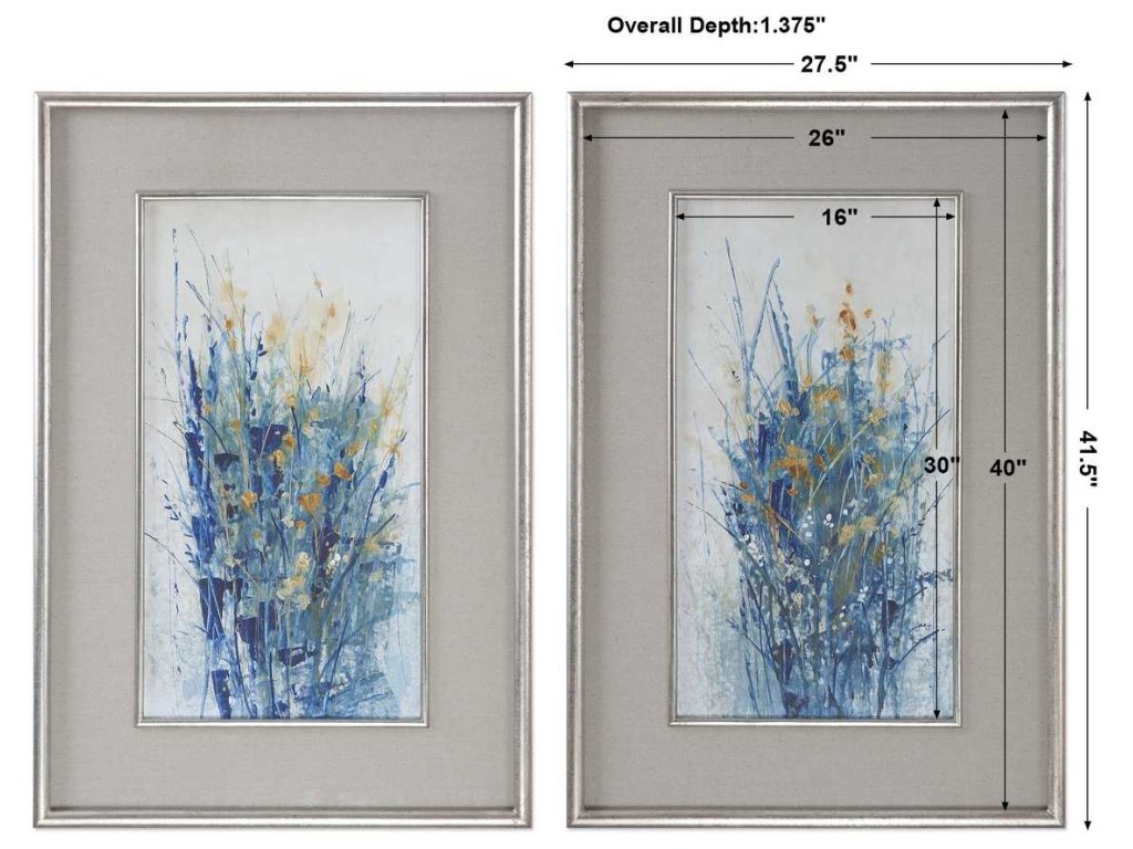 Indigo Florals Framed Prints, S/2 - image 2