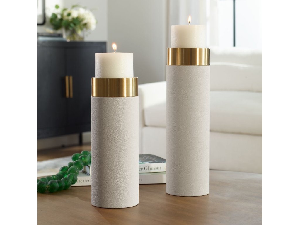 Wessex Candleholders, White, S/2 - image 1