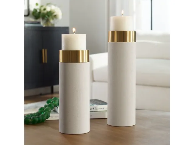 Wessex Candleholders, White, S/2 - Alternative View