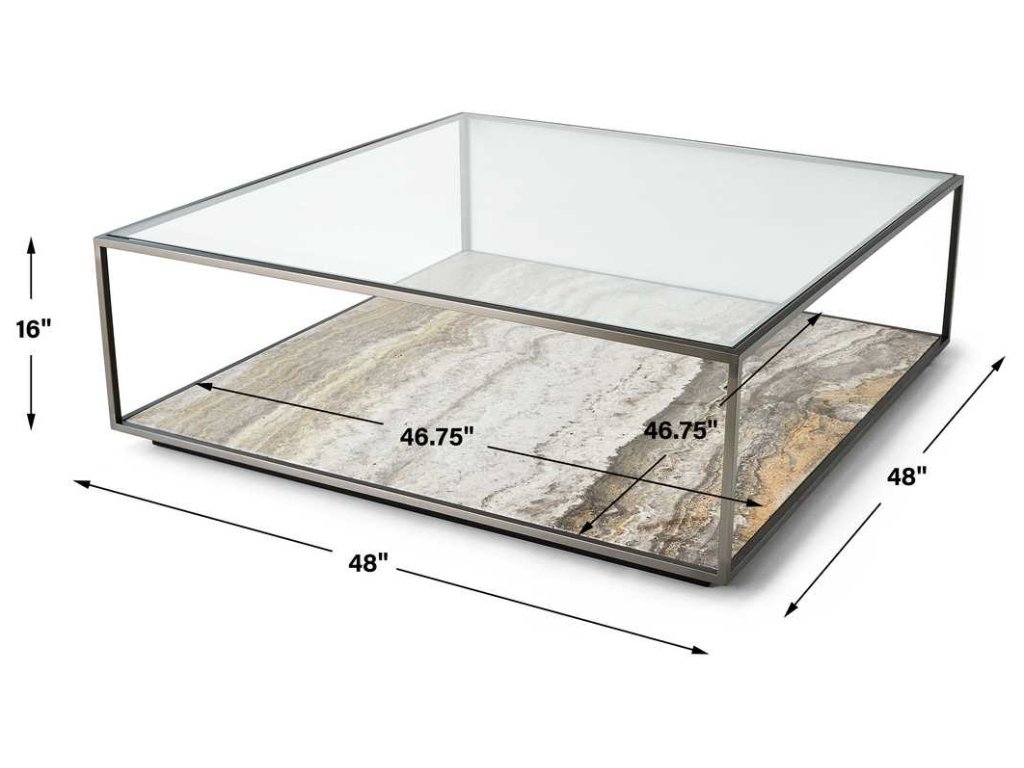 Floating Plane Coffee Table - Travertine/Bronze, 2 Cartons - image 4