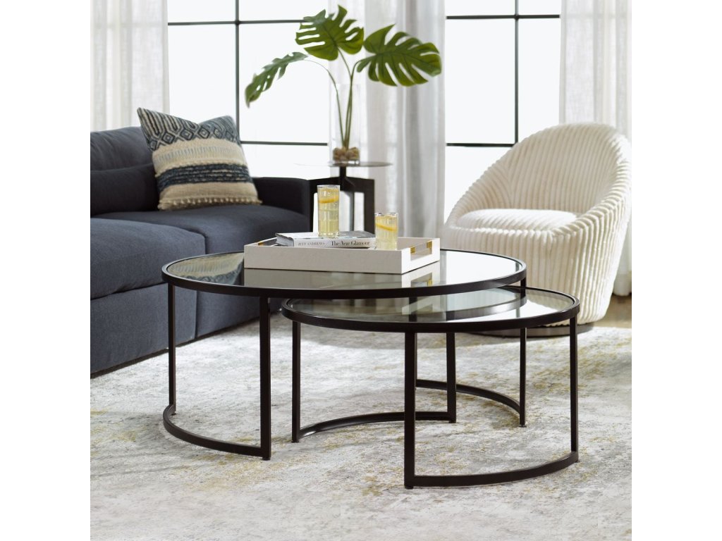 Rhea Nesting Coffee Tables, Black, S/2 - image 1