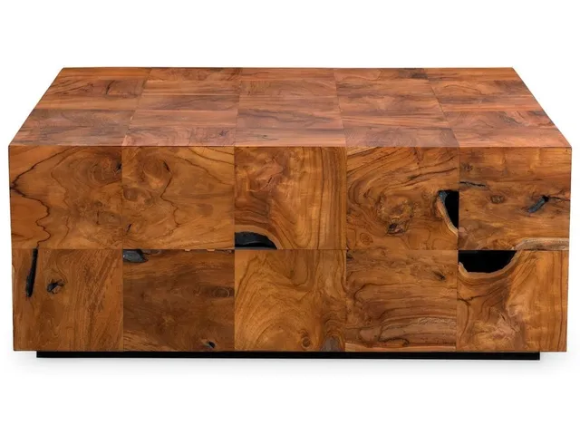 Teak Tac Toe Coffee Table - Caramel