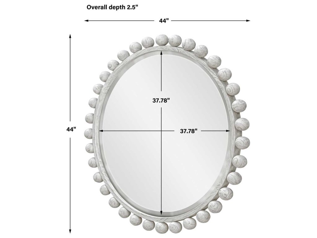 Cyra Wood Round Mirror, Aged Ivory - image 4