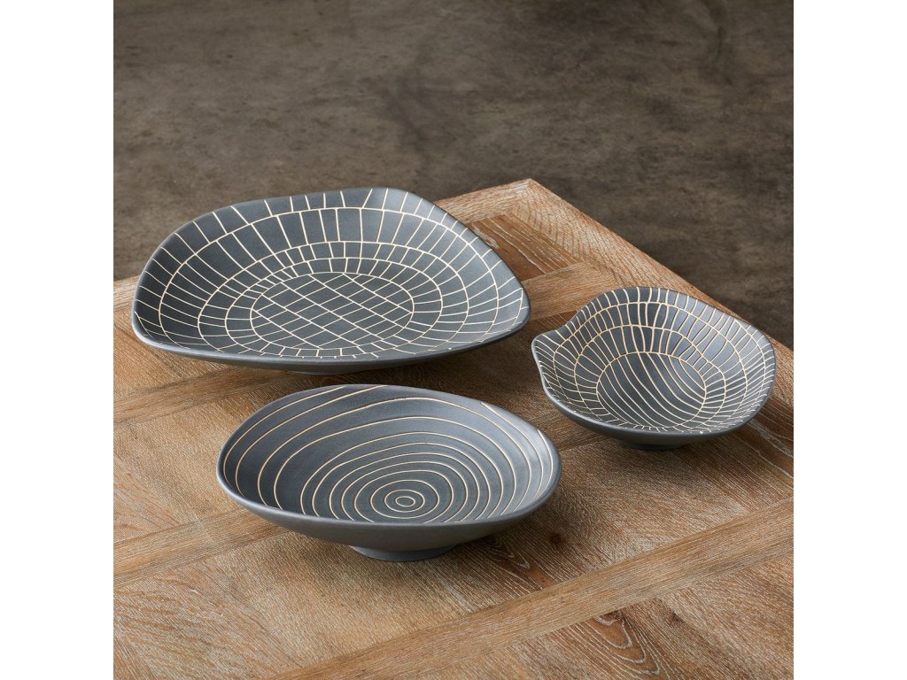 Hieroglyphics Bowls - Gray, S/3 - image 1