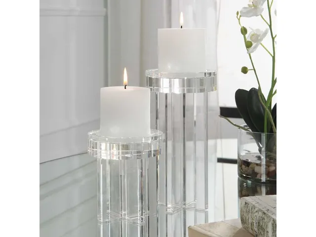 Crystal Pillar Candleholders, S/2 - Alternative View