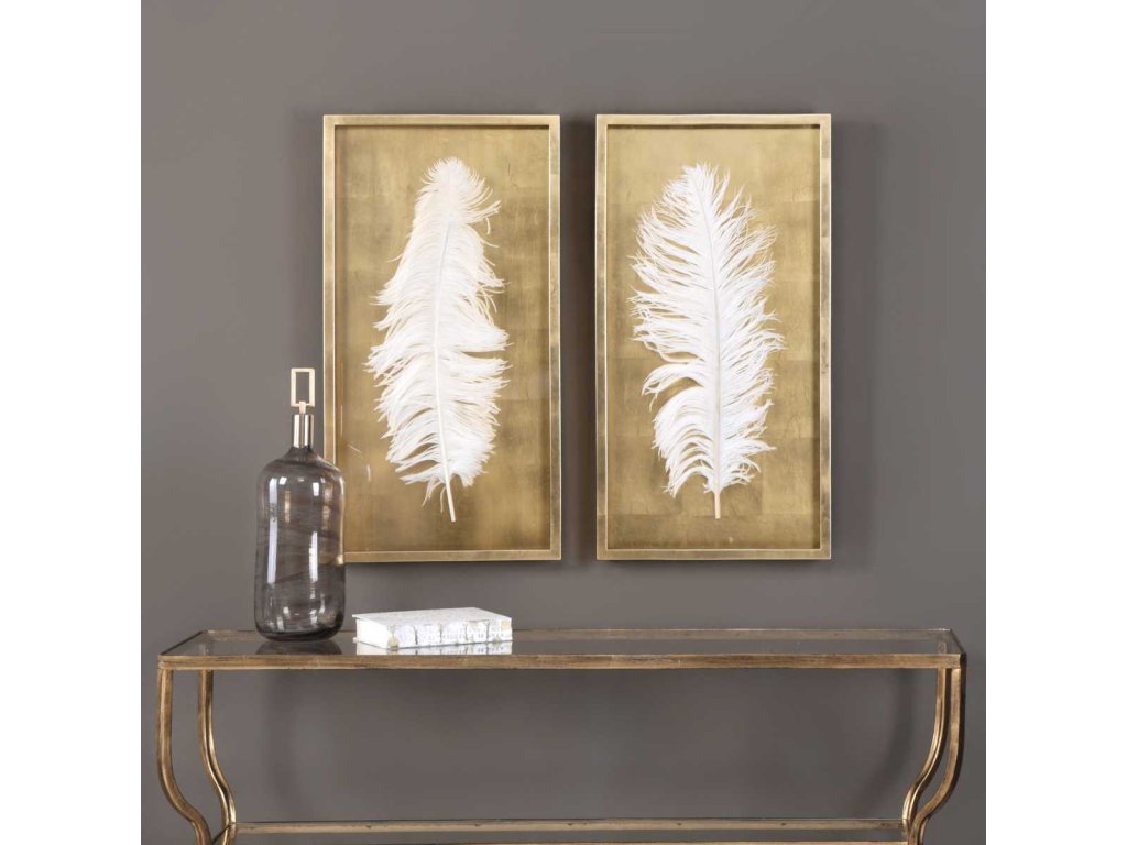 White Feathers Shadow Boxes, S/2 - image 1