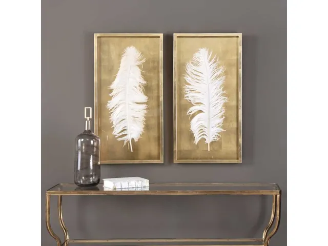 White Feathers Shadow Boxes, S/2 - Alternative View