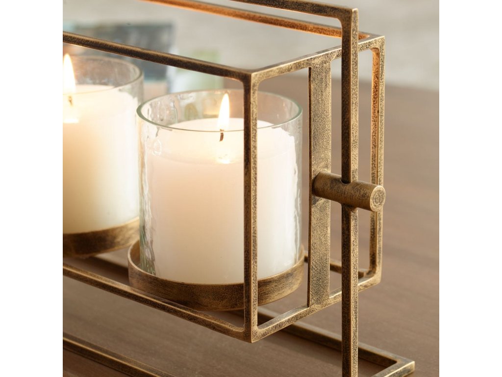 Wenman Triple Candleholder, Gold - image 4