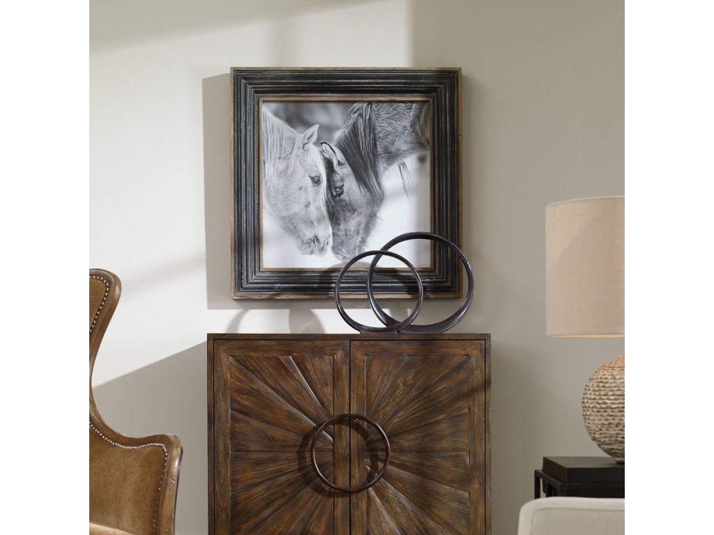 Custom Black And White Horses Framed Print - image 1