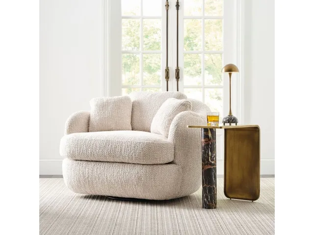 Scoop And A Half Swivel Chair - Cozy Linen