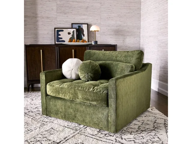 Slope Tufted Swivel Chair-And-A-Half - Antique Loden