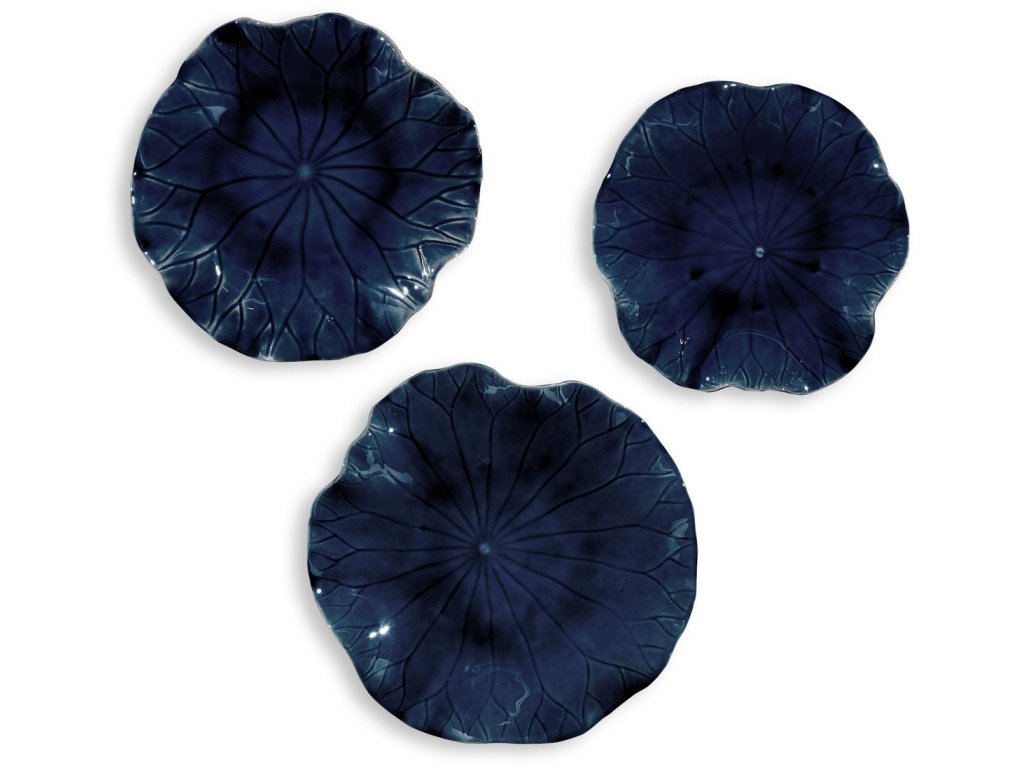 Abella Ceramic Outdoor Wall Decor, Cobalt, S/3 - main image