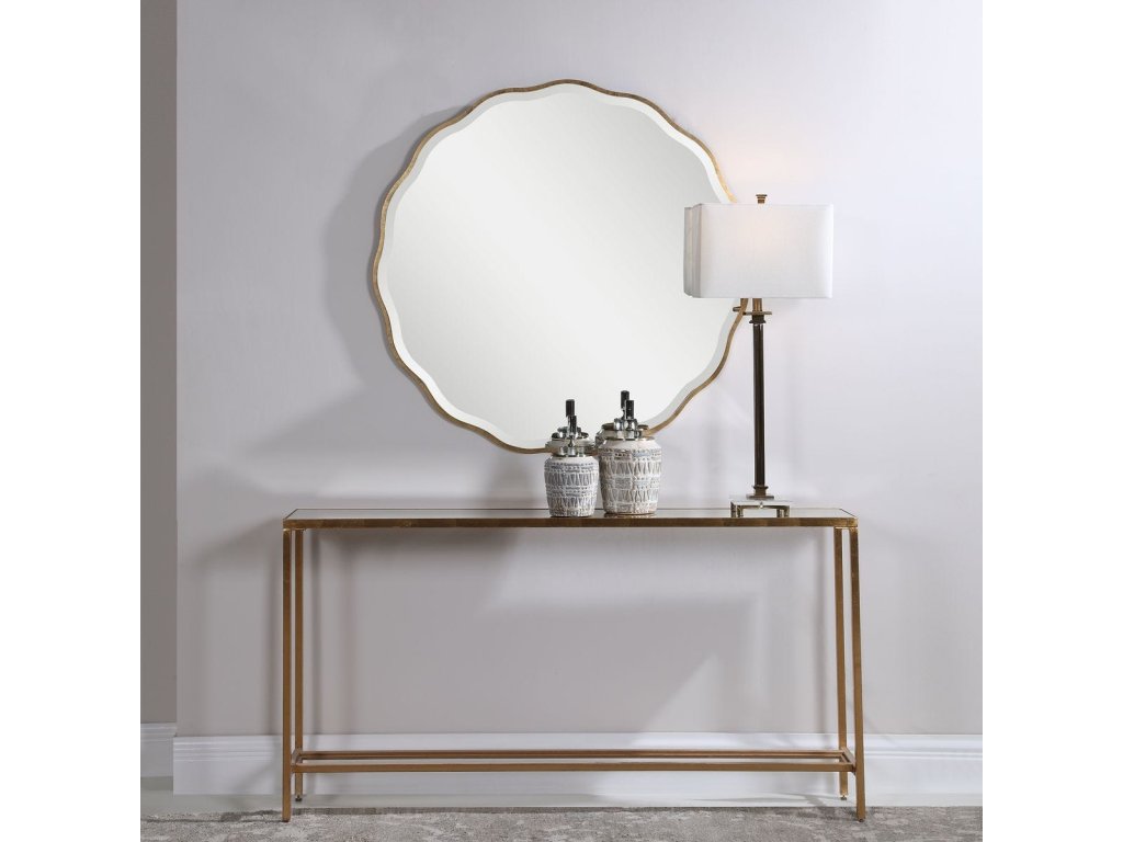 Aneta Round Mirror, Gold - image 2