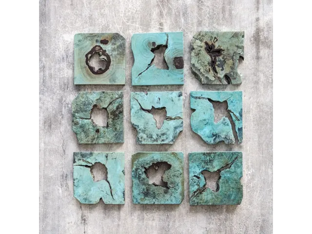 Bahati Wood Wall Decor, Blue, S/9 - Alternative View