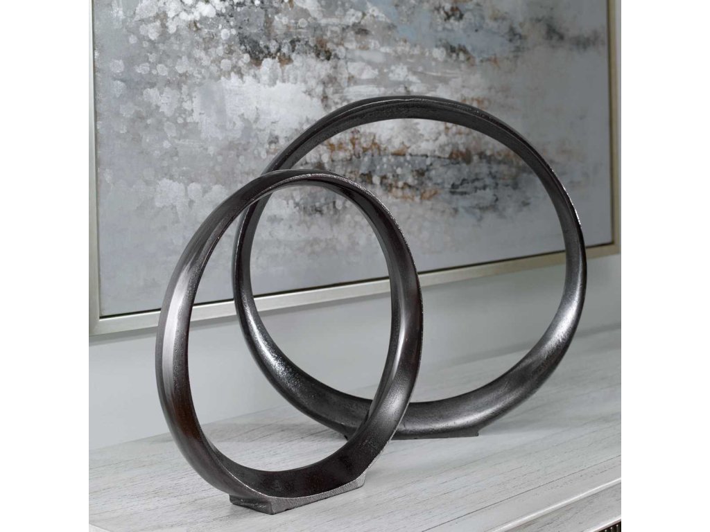 Orbits Ring Sculptures, Black Nickel, S/2 - image 6