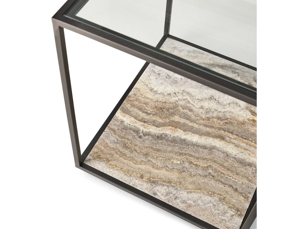 Floating Plane End Table - Travertine/Bronze - image 4