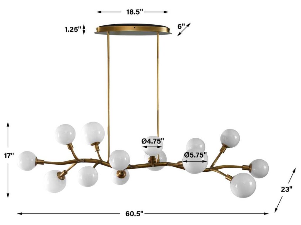 Meandering, 14 Lt Pendant - Brass - image 7