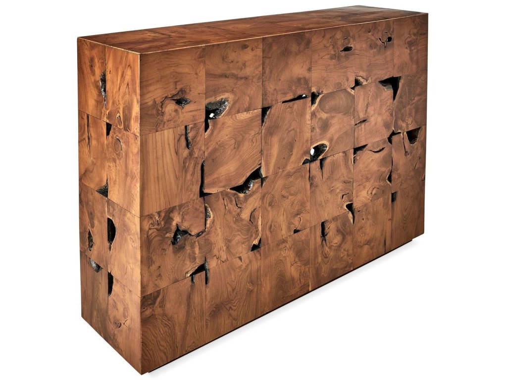 Teak Tac Toe Console Table - Caramel - image 2