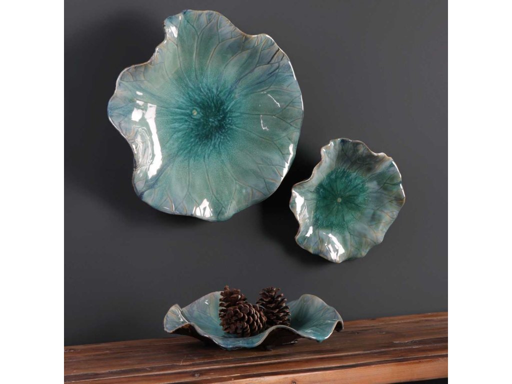 Abella Ceramic Outdoor Wall Decor, Aqua, S/3 - image 4