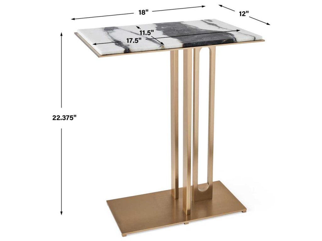 Cantilever Accent Table - Panda Marble - image 4