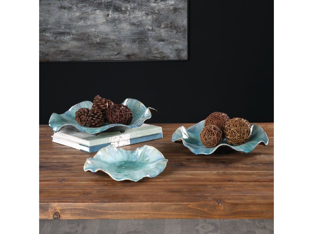 Abella Ceramic Outdoor Wall Decor, Aqua, S/3 - image 3
