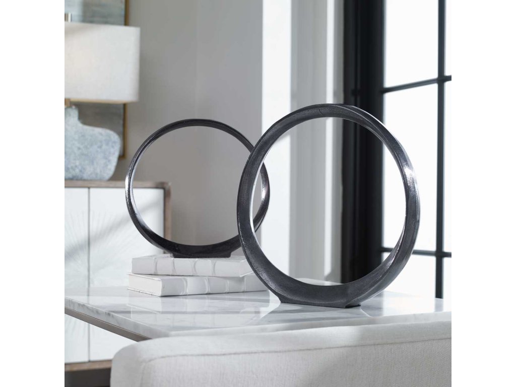 Orbits Ring Sculptures, Black Nickel, S/2 - image 5