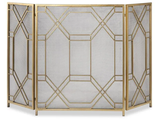 Rosen Fireplace Screen, Gold