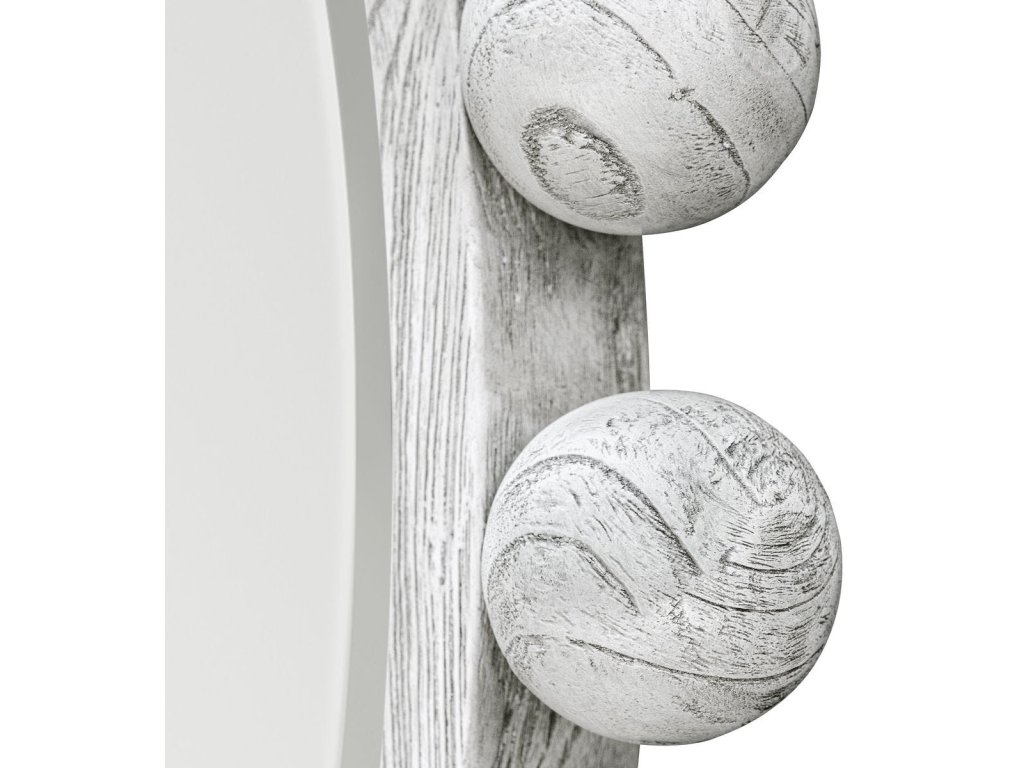 Cyra Wood Round Mirror, Aged Ivory - image 3