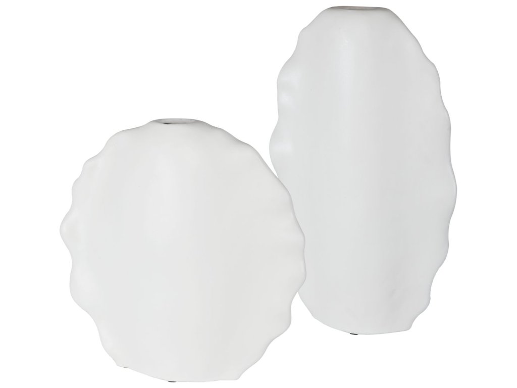Ruffled Feathers Outdoor Vases, White, S/2 - image 2