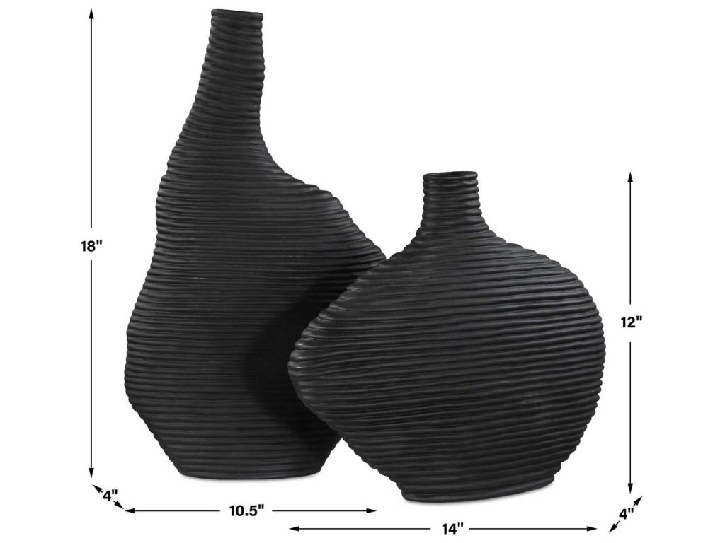 Duostacked Vases, Black, S/2 - image 6